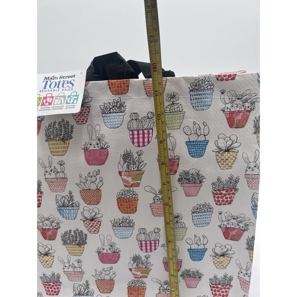 Easter Spring Bunny Rabbits Basket Flowers Gift Reusable MainStreet Tote Bag New - Picture 3 of 13